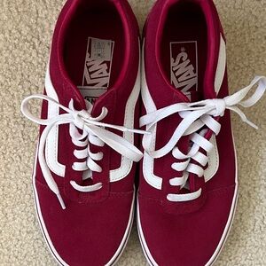 Vans Red and White Classic Sneakers women’s 8.5